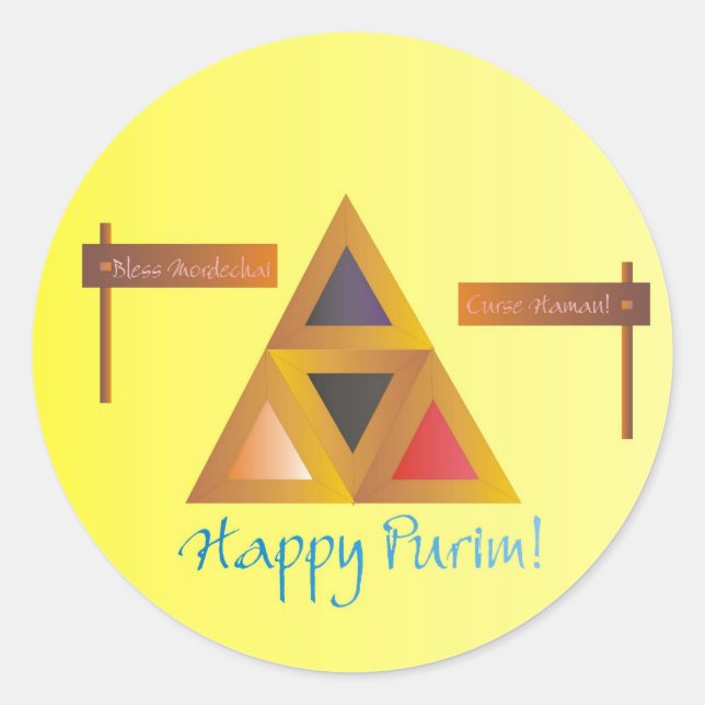 Redondo Purim Hamantaschen adesivo (Frente)