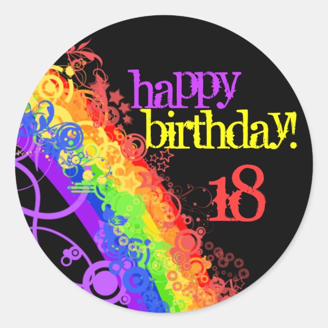 Redondo Rainbow com um adesivo de 18 anos (Frente)