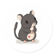 Rato Fofo em Pé com Adesivo de Animal Kawaii em Fo