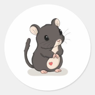 Redondo Rato Fofo em Pé com Adesivo de Animal Kawaii em Fo