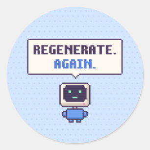 Redondo Regenerar. Novamente. Adesivo de Pixel de IA Engra