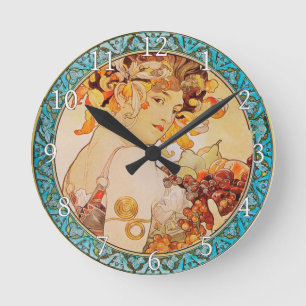 Redondo Relógio Acrílico Arte Nouveau Alphonse Mucha 11