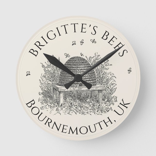 Redondo Relógio Apiary Business Beekeeper (Ivory Skep) (Frente)