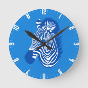Redondo Relógio circular Zebra azul