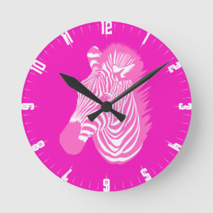 Redondo Relógio circular Zebra rosa