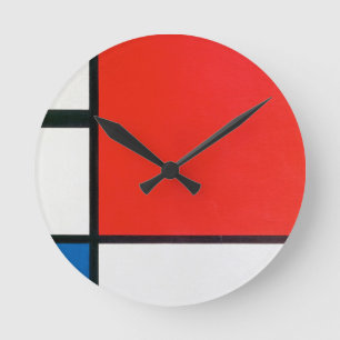 Redondo Relógio Colorido de Arte, Vintage Piet Mondrian