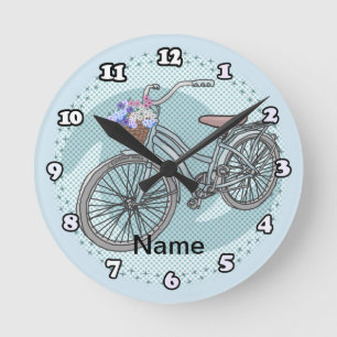 Redondo Relógio da Bicicleta Azul
