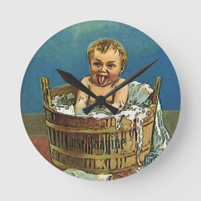 Redondo Relógio da Sala de Lavagem de Bebês (Frente)