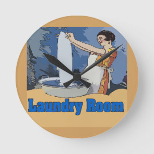 Redondo Relógio da sala de lavanderia