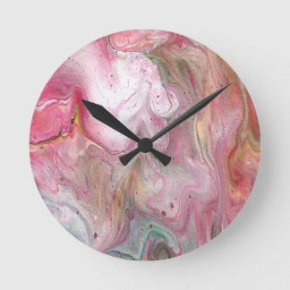Redondo Relógio de Abstrato Verde Suave Rosa para Velas
