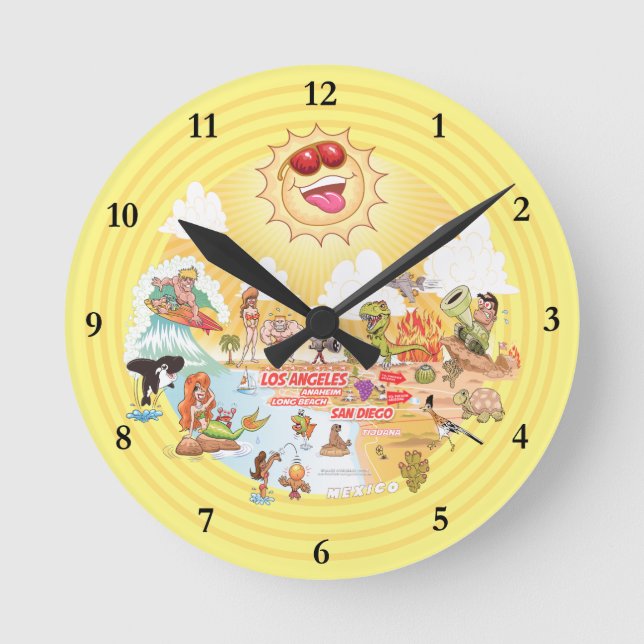 Redondo Relógio de acrílico do sul da Califórnia (Frente)