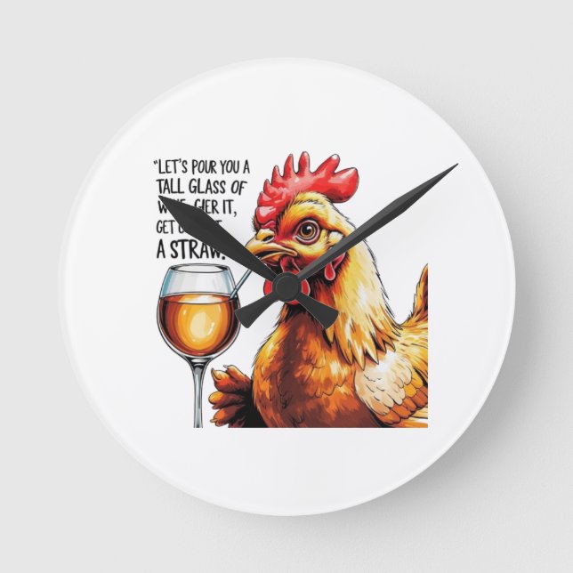 Redondo Relógio de Arte de Frango Sassy (Frente)