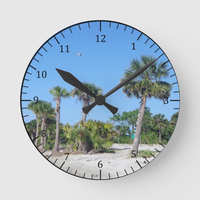 Redondo Relógio de Árvore Palm (Frente)