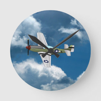 Redondo Relógio de avião P51 Mustang