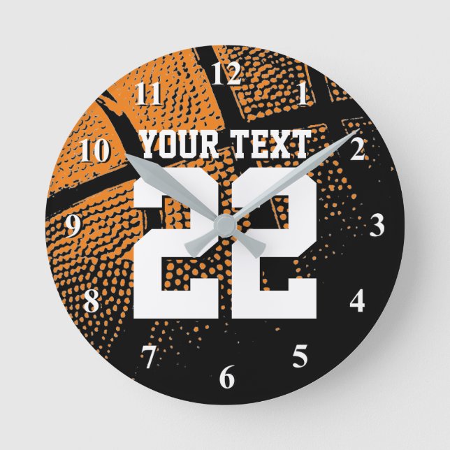 Redondo Relógio de basquete com número de camisa de esport (Frente)