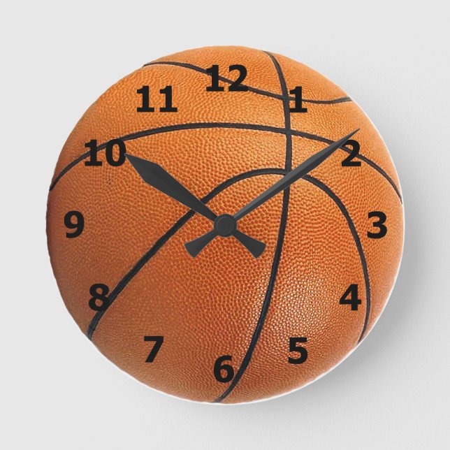 Redondo Relógio de basquete com números (Frente)