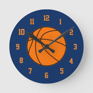 Redondo Relógio de basquetebol laranja e azul