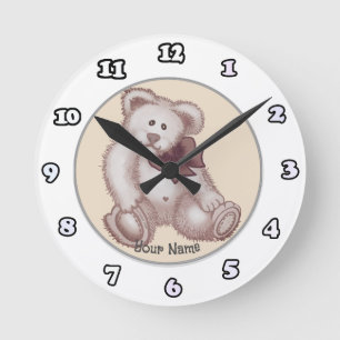 Redondo Relógio de bebê Urso de Pelúcia