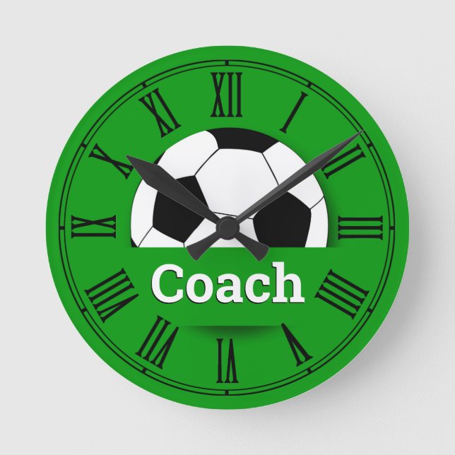 Redondo Relógio de bola de futebol COACH / nome personaliz (Frente)