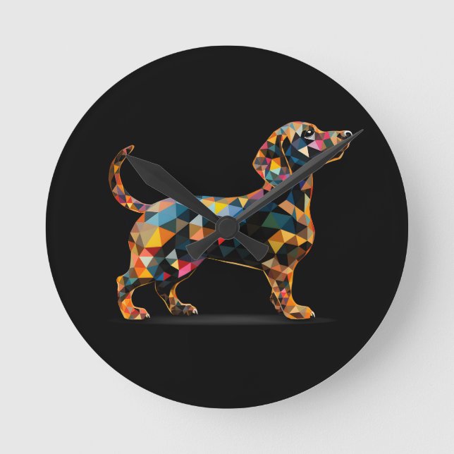 Redondo Relógio de Cachorro, Neon Black (Frente)