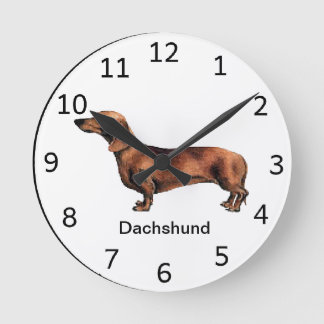 Redondo Relógio de Cães Dachshund