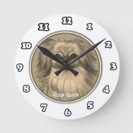 Redondo Relógio de cães de Pekingese
