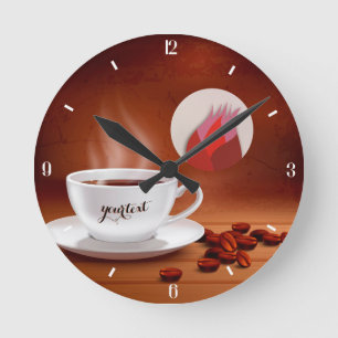 Redondo Relógio de Café Personalizado Arte de Parede para 