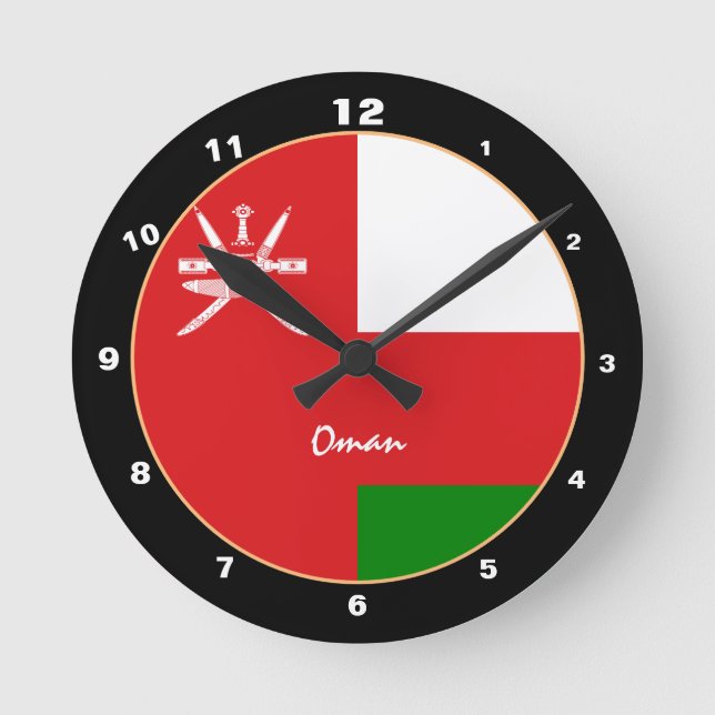 Redondo Relógio de casa moderno com bandeira de Omã (Frente)