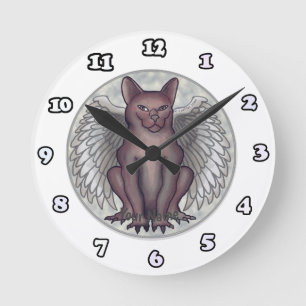 Redondo relógio de Cat Gargoyle