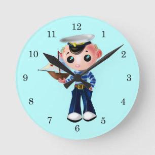 Redondo Relógio de Cores Personalizado - Pequeno Marinhei