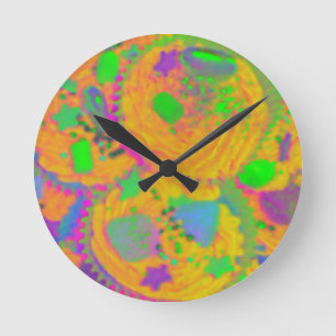 Redondo relógio de Cupcakes laranja