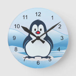Redondo Relógio de Design de pequeno pinguim
