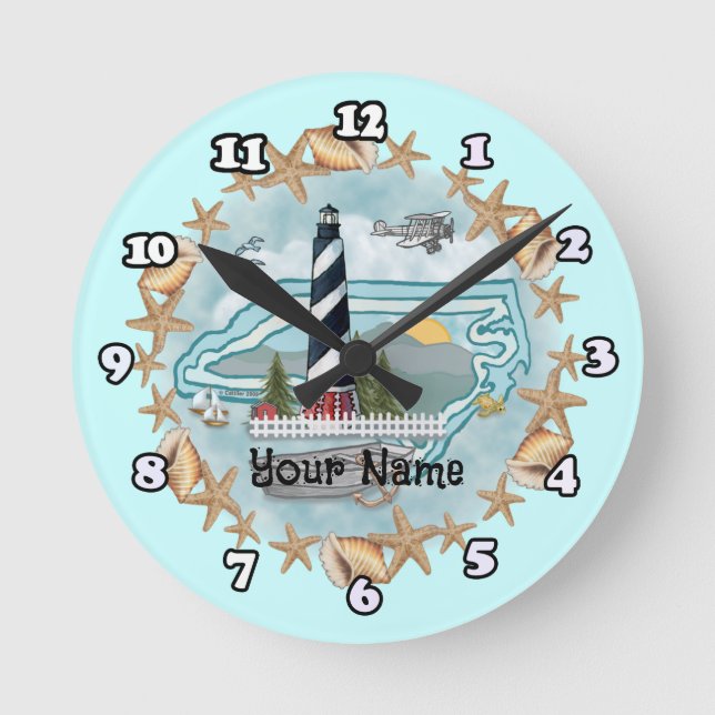 Redondo Relógio de Farol da Carolina do Norte (Frente)