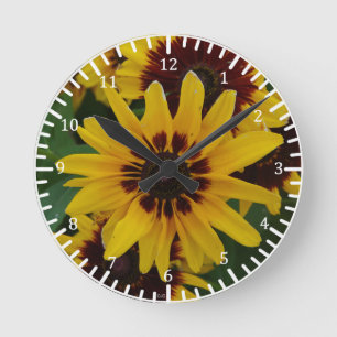 Redondo Relógio de Flor Marrom amarelo