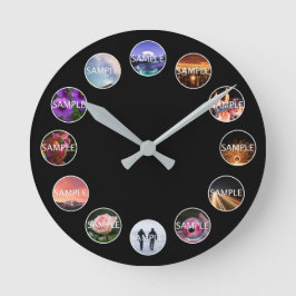 Redondo Relógio de Fotografias 12 com Quadro Branco Person