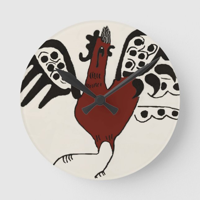 Redondo Relógio de Frango Vermelho (Frente)
