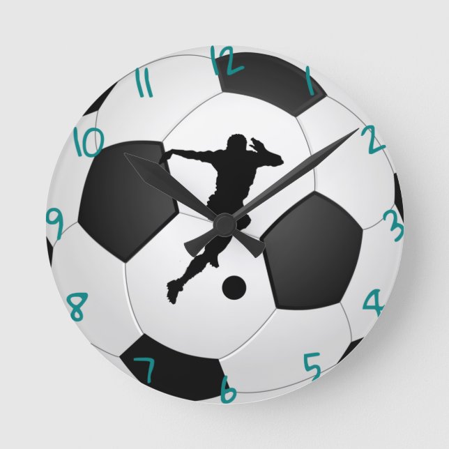 Redondo Relógio de futebol preto e branco (Frente)