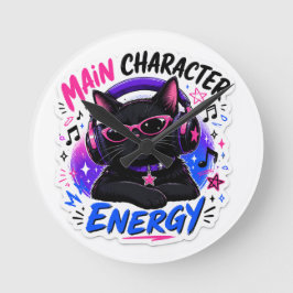 Redondo Relógio de Gato Preto Energia de Personagem Princi