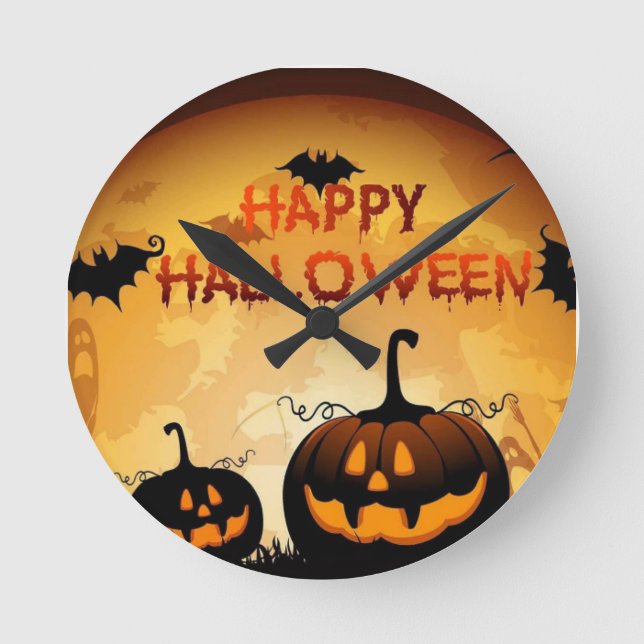 Redondo Relógio de Halloween (Frente)