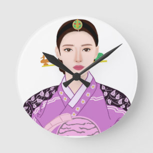 Redondo relógio de menina coreano