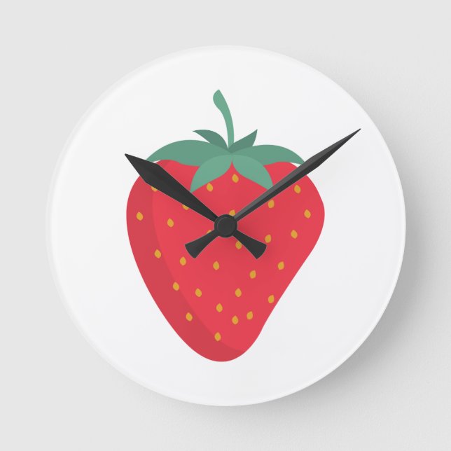 Redondo Relógio de Muro de Morango (Frente)