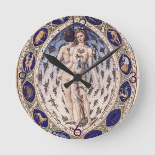 Redondo Relógio de Muro do Homem Zodiac Anatômico