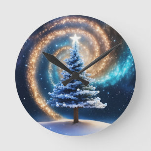 Redondo Relógio de Parede, Quadro de Madeira Natural Arred