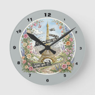 Redondo Relógio de Paris, Torre Eiffel Romântica, Arte Fra
