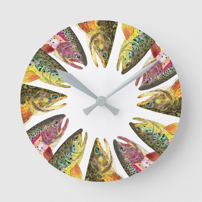 Redondo Relógio de pesca de trutas (Frente)