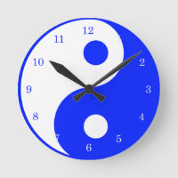 Relógio de Símbolos Azul e Branco Yin Yang