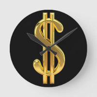 Relógio de Sinal de Dólar Preto e Dourado