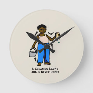 Redondo Relógio de Trabalho de Senhora de Limpeza
