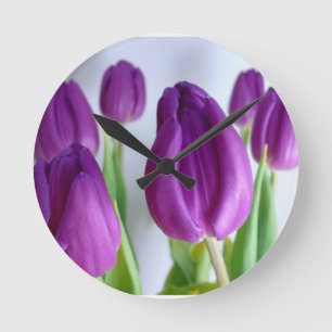 Redondo Relógio de Tulipas Roxo