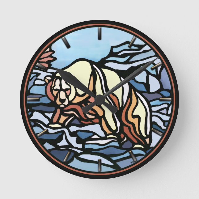 Redondo Relógio de Urso Polar Legal - Muro de Arte de Urso (Frente)